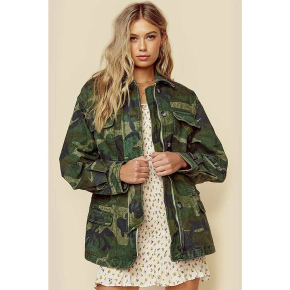 Free People Jackets & Blazers - New Free People Seize The Day Jacket Camouflage $168 Oversized Military XS / S